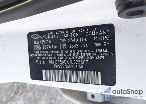 2017 Hyundai Accent Se из США, поврежденный, VIN KMHCT5AEXHU325587